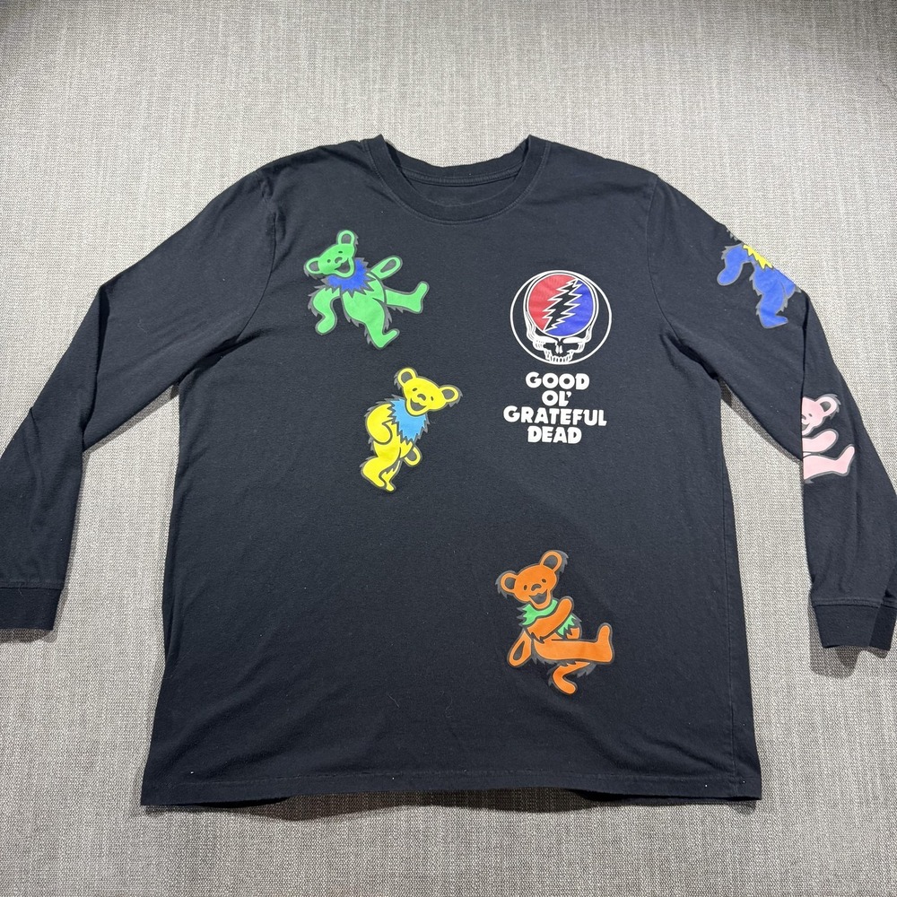 Grateful Dead Shirt Mens Large Black Dancing Bears Long Sleeve Graphic Tee